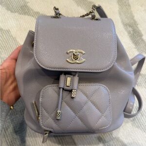Chanel grey Quilted Caviar Leather Backpack